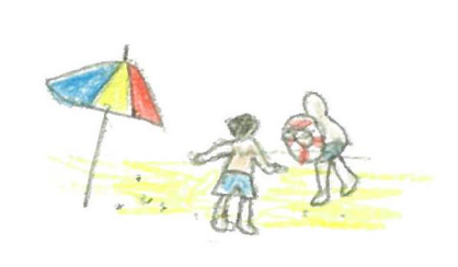 ビーチで遊ぶ子供